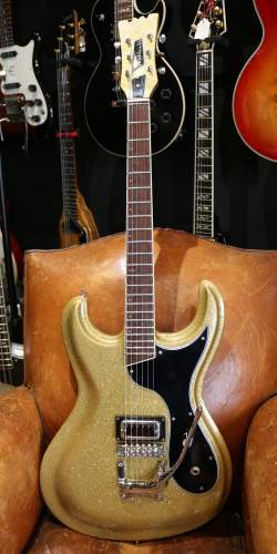 Guitare Type Mosrite série "Discoramones" Gold Sparkle Phillipe Dubreuille de 2020
