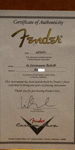 Fender Jazzmaster Custom Shop '62 Reissue Relic Fiesta Red de 2012